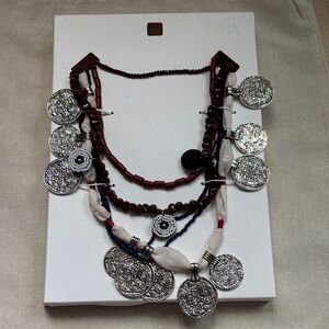 Zara 1 ITEM. 3-PACK OF BEADED MEDALLION NECKLACES 0/4548/224